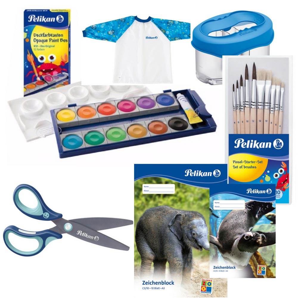 Linkshänder Pelikan-Malset XL mit Schere