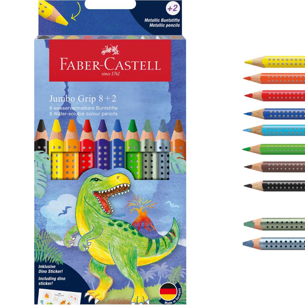 Faber-Castell Jumbo Grip Dino 8+2 Metallic