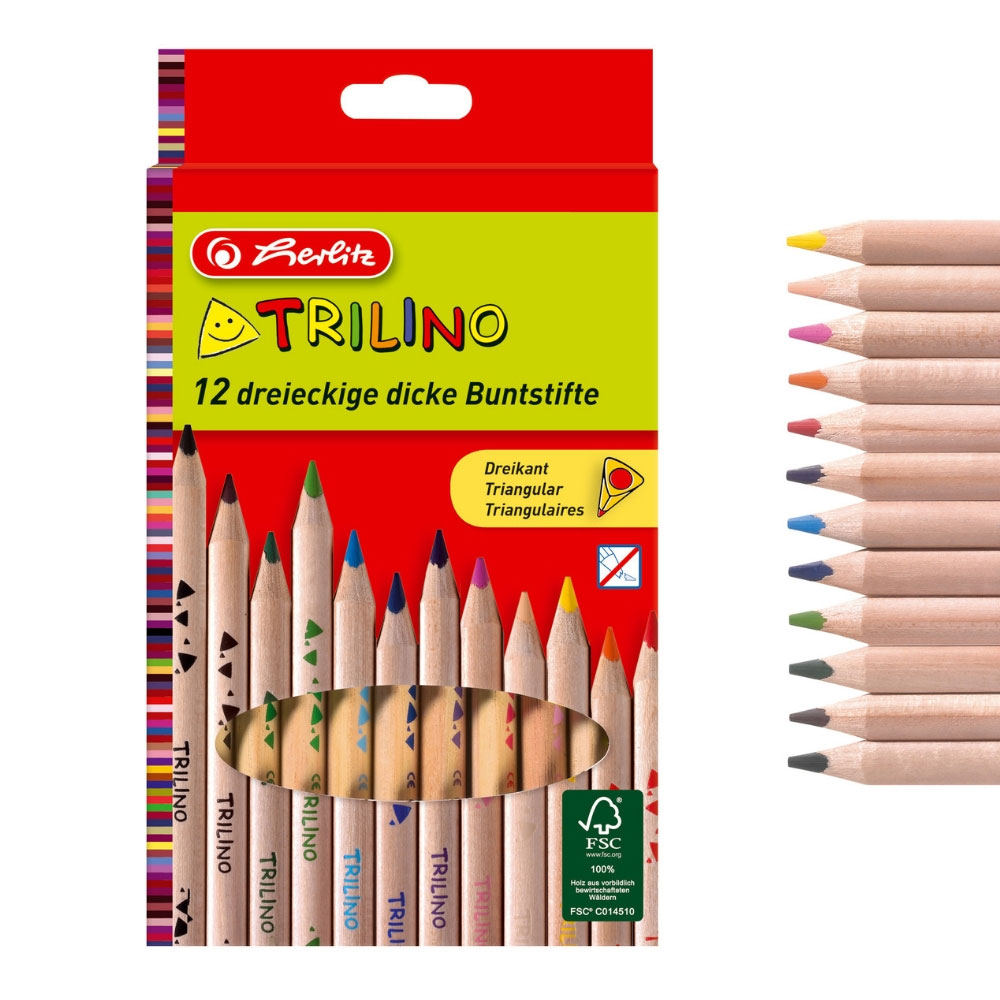 Dicke Holzbuntstifte Trilino, 12er Packung, Herlitz