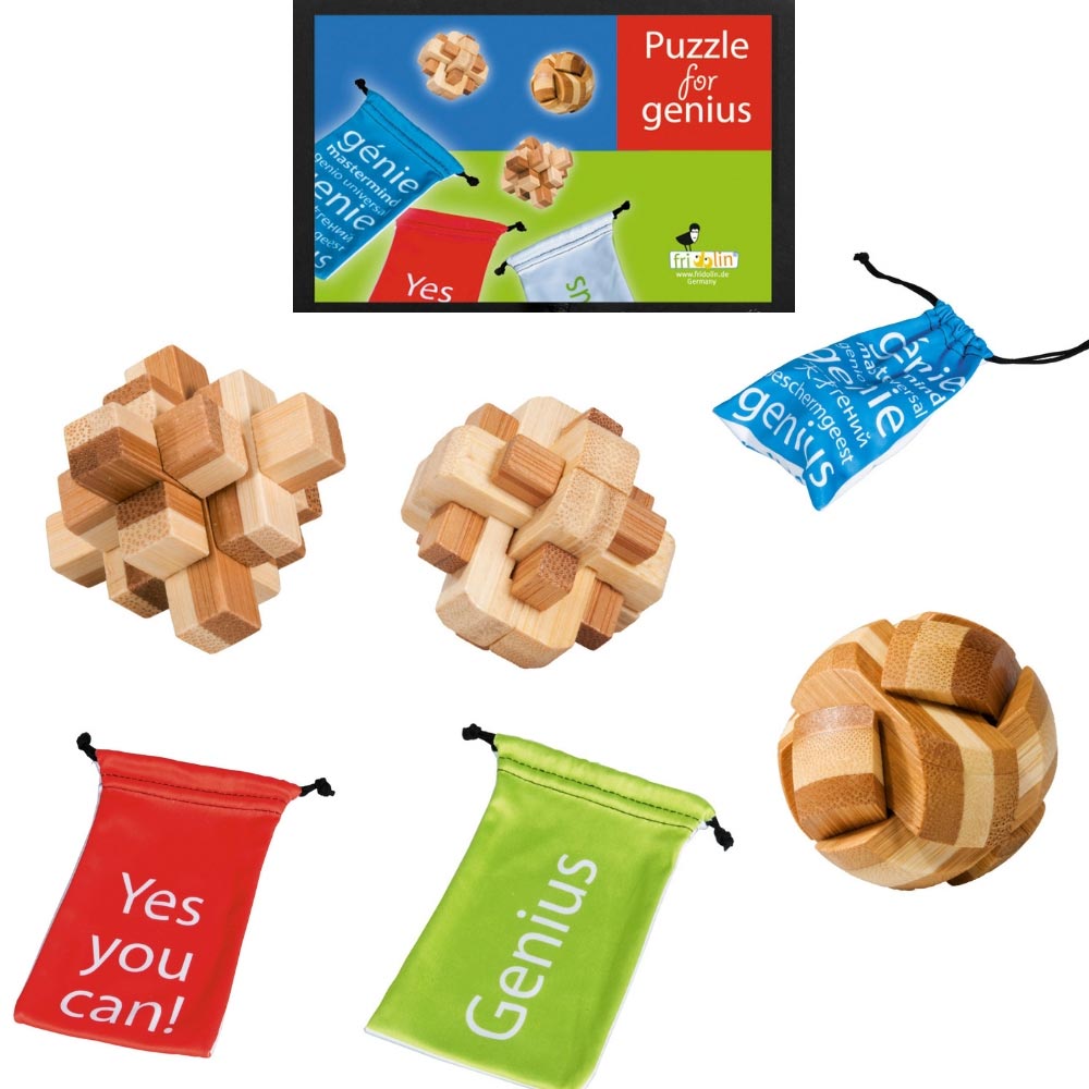 Geduldspiel Holzpuzzle im Beutel, sortiert