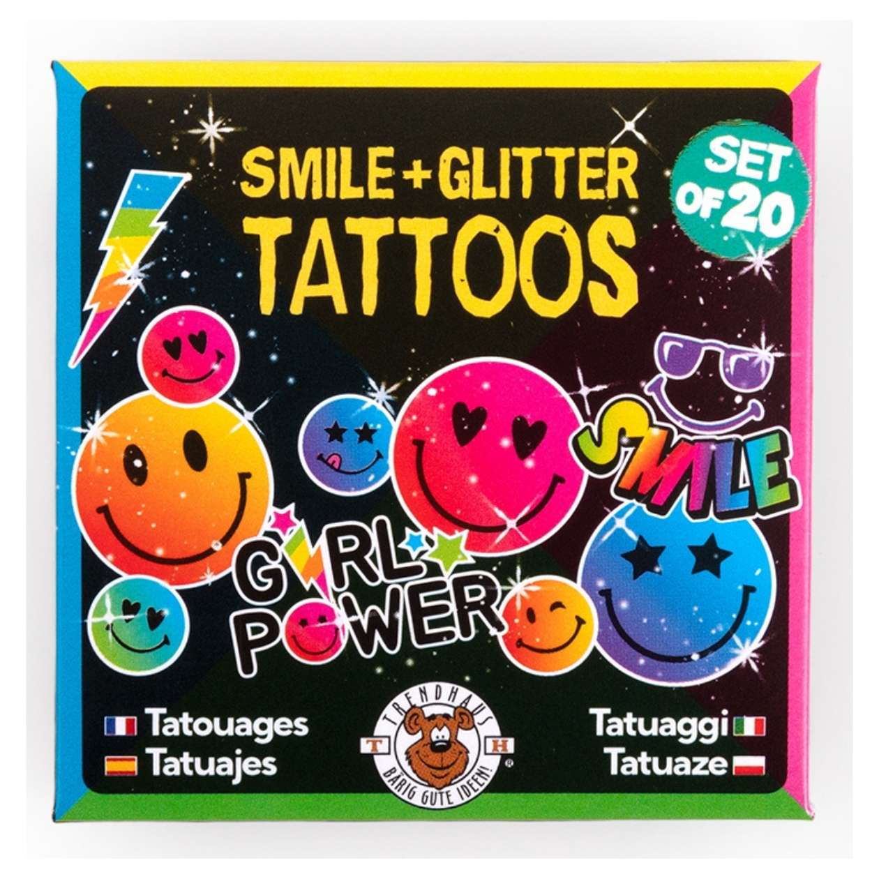 Glitzertattoos Smile+Glitter, 20 Stück
