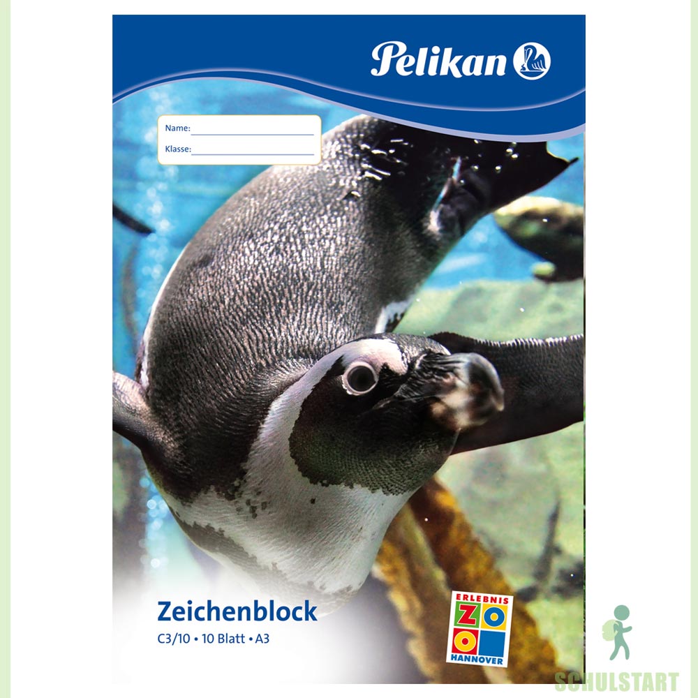 Zeichenblock A3, 10 Blatt, Pelikan, beidseitig befestigt
