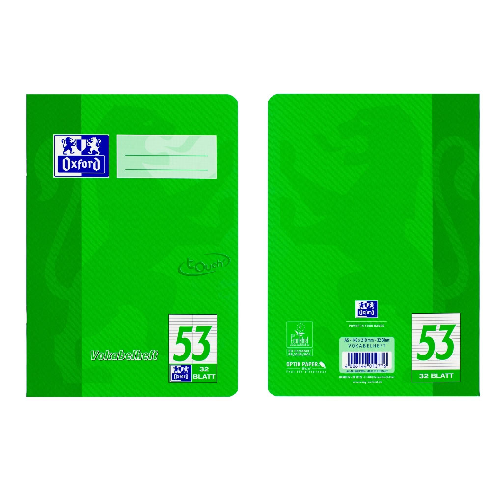 Oxford Vokabelheft A5, touch grün