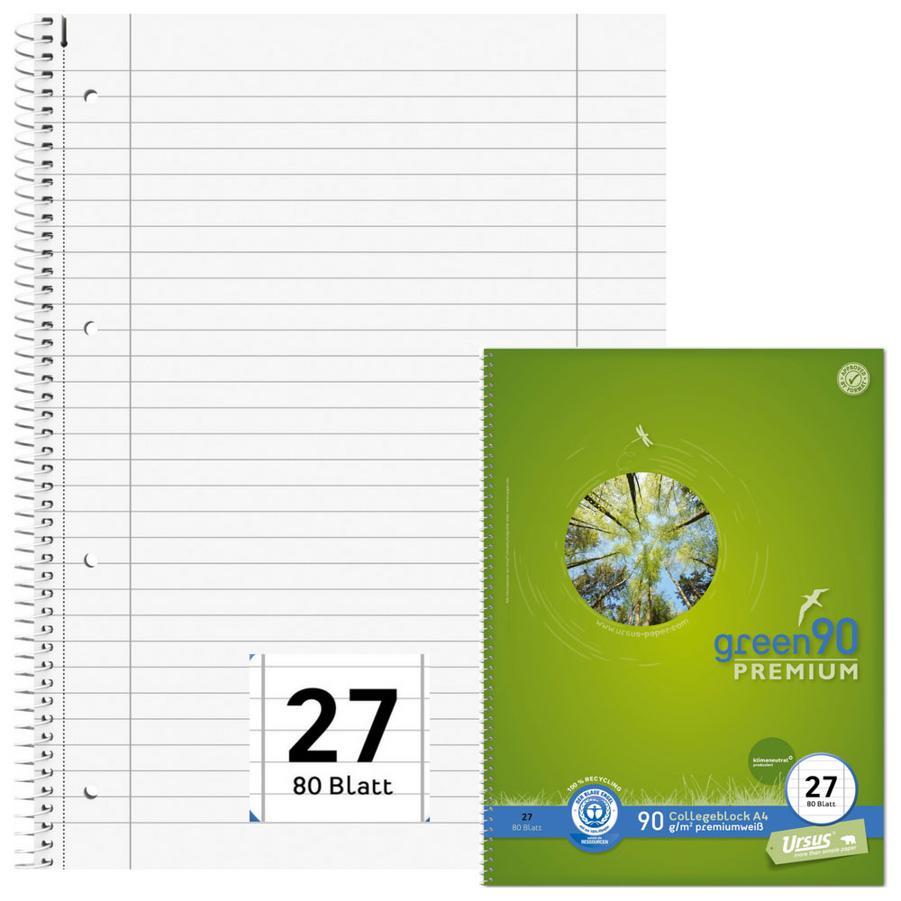 Staufen Collegeblock premium, Blauer Engel Lineatur 27
