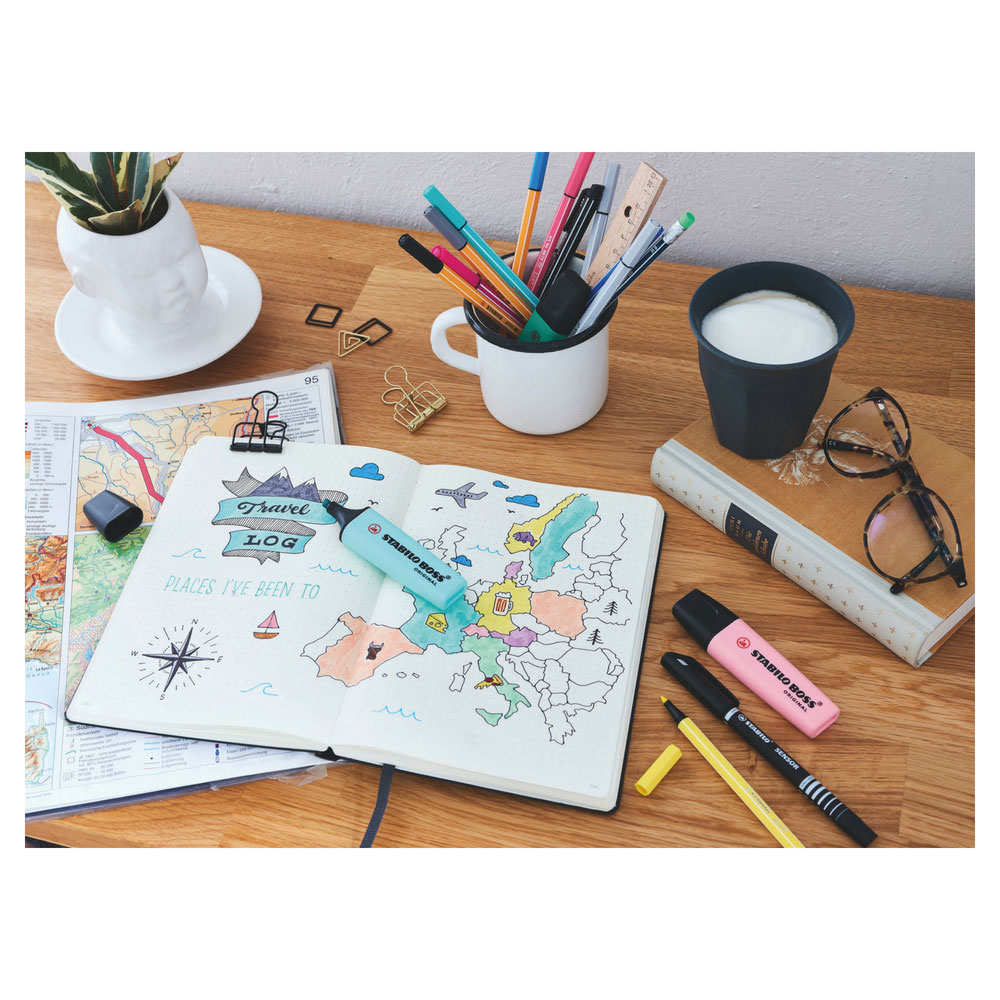 Pastell Textmarker Stabilo Boss, 4er Etui