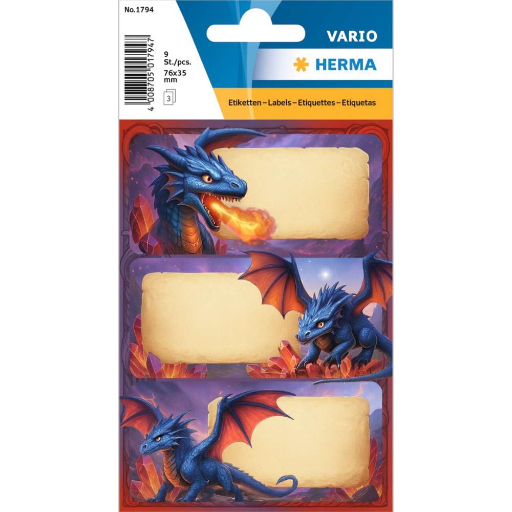 Etiketten für Schulsachen, Herma, Dragon