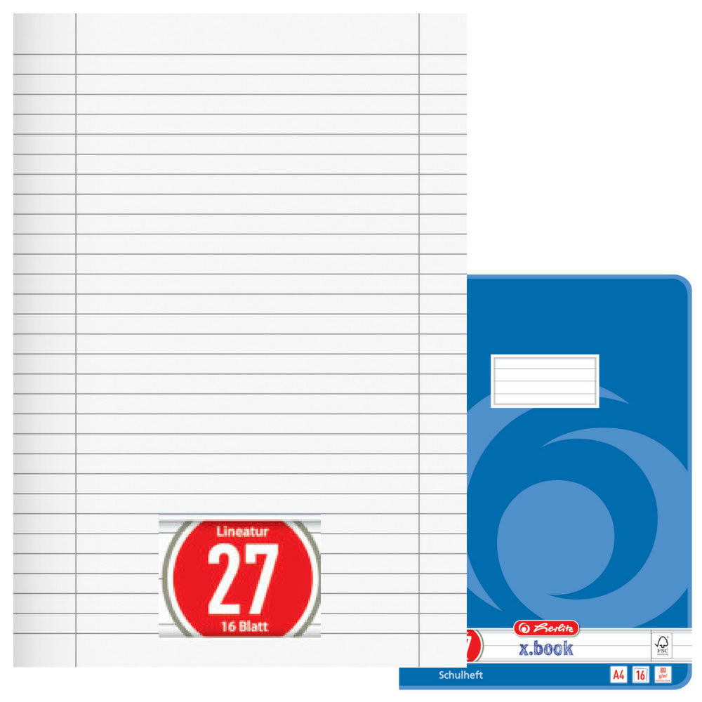 Herlitz Heft A4, Lineatur 27, liniert mit Doppelrand