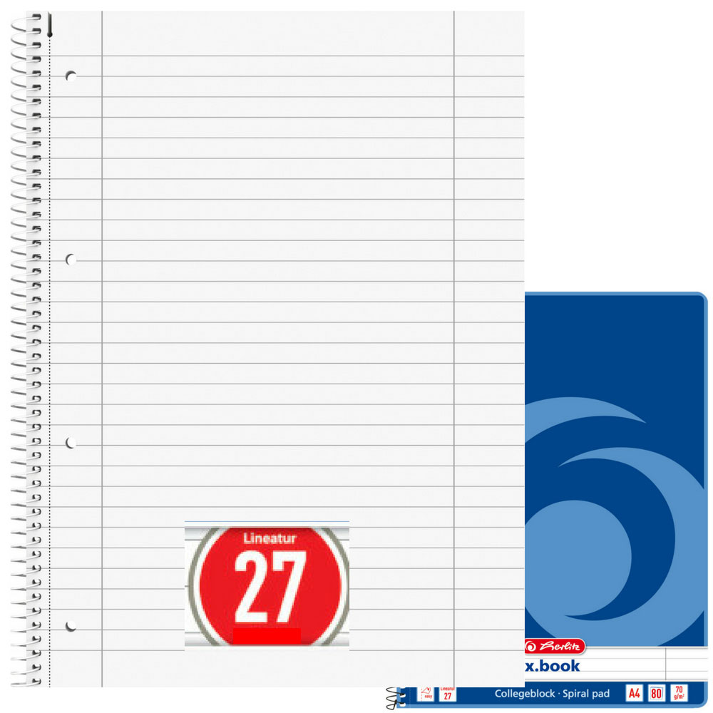 Herlitz Collegeblock, liniert Doppelrand, Lineatur 27