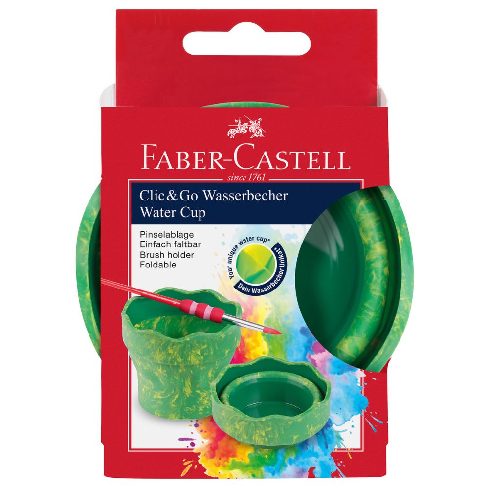 Faber-Castell Wasserbecher Clic&Go, Grün Marble