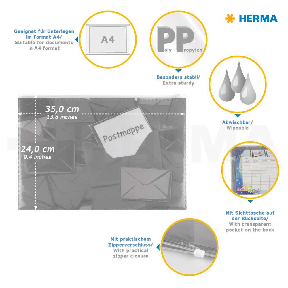 Postmappe mit Zipper, Herma