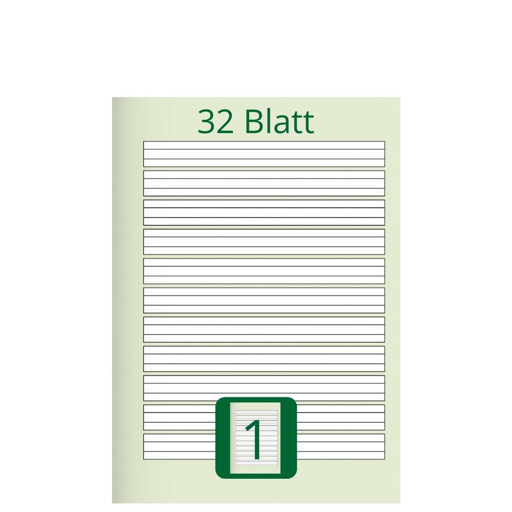 Doppelheft DIN A5, Lineatur 1, 32 Blatt
