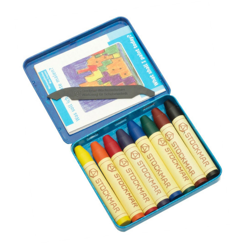 8 Stockmar Wachsmalstifte, wasserfest mit Metalldose