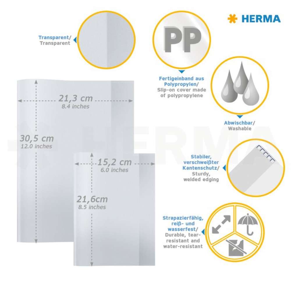 Transparenter Heftumschlag, A5 rot, Herma