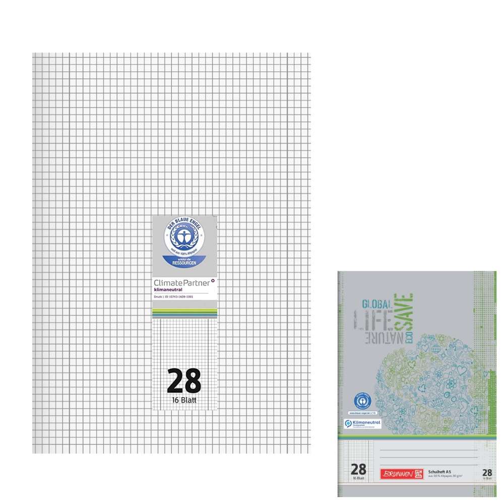 Recyclinghefte A5, Lineatur 28, Brunnen