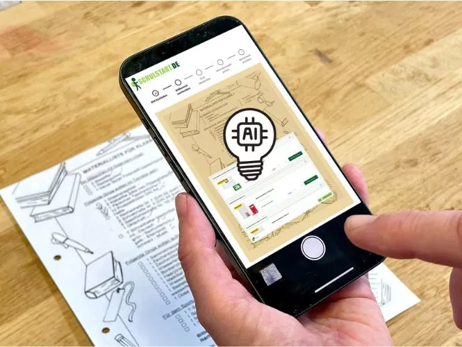 Handy, das eine Schulliste abfotografiert und im Fixe Liste Service einscannt