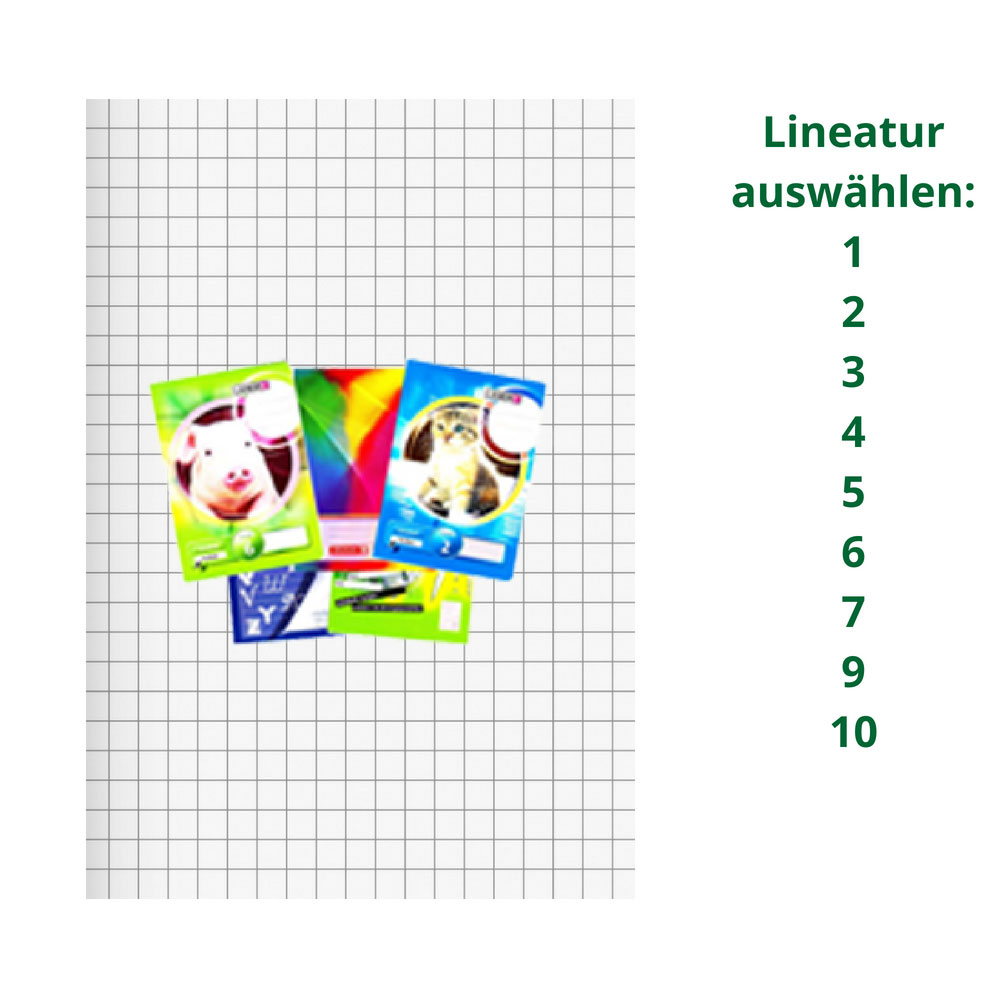 A5 Heft, verschiedene Lineaturen