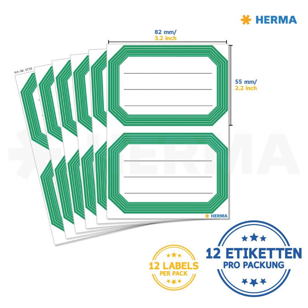 Heftetiketten grüner Rand, Herma