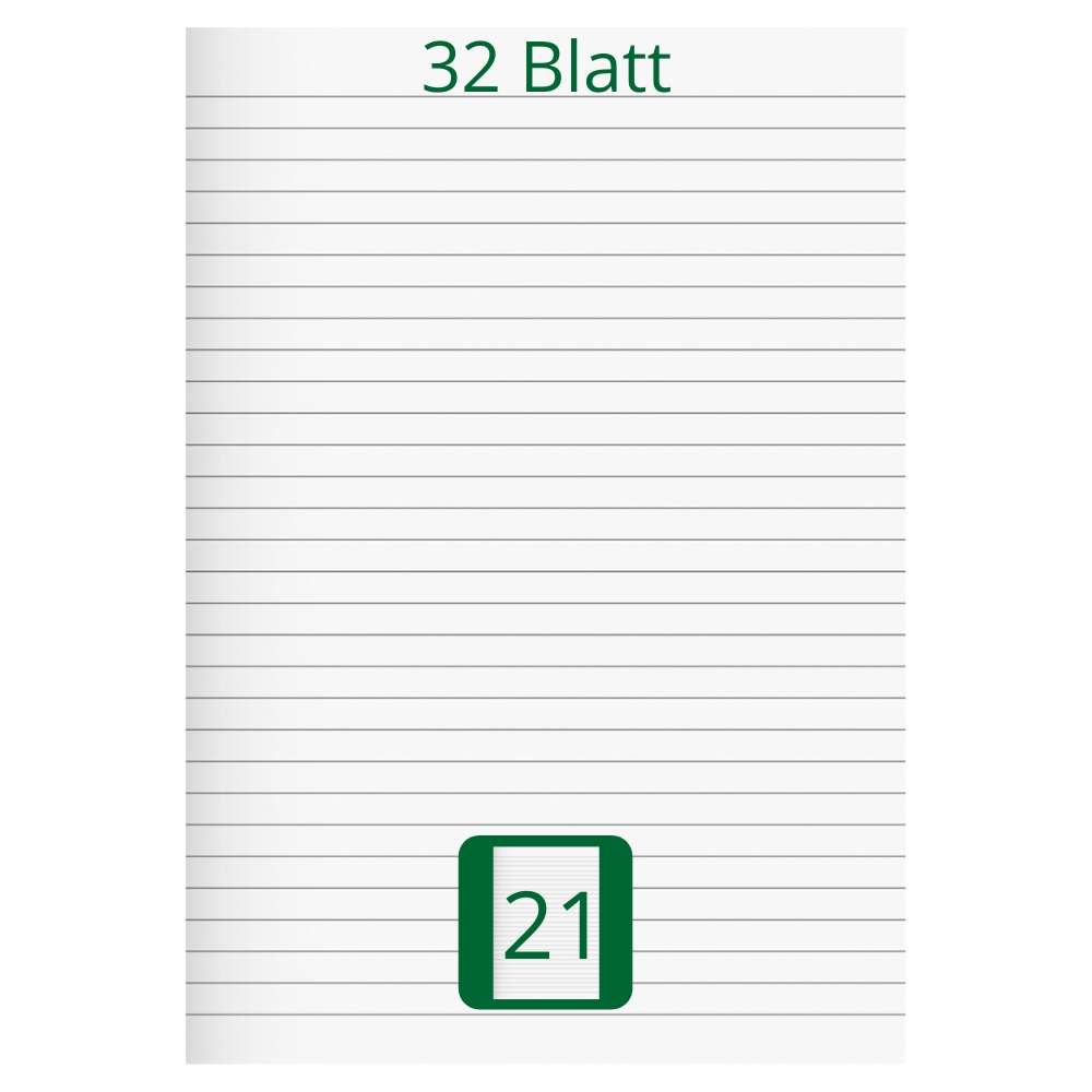 Doppelheft DIN A4, Lineatur 21, 32 Blatt