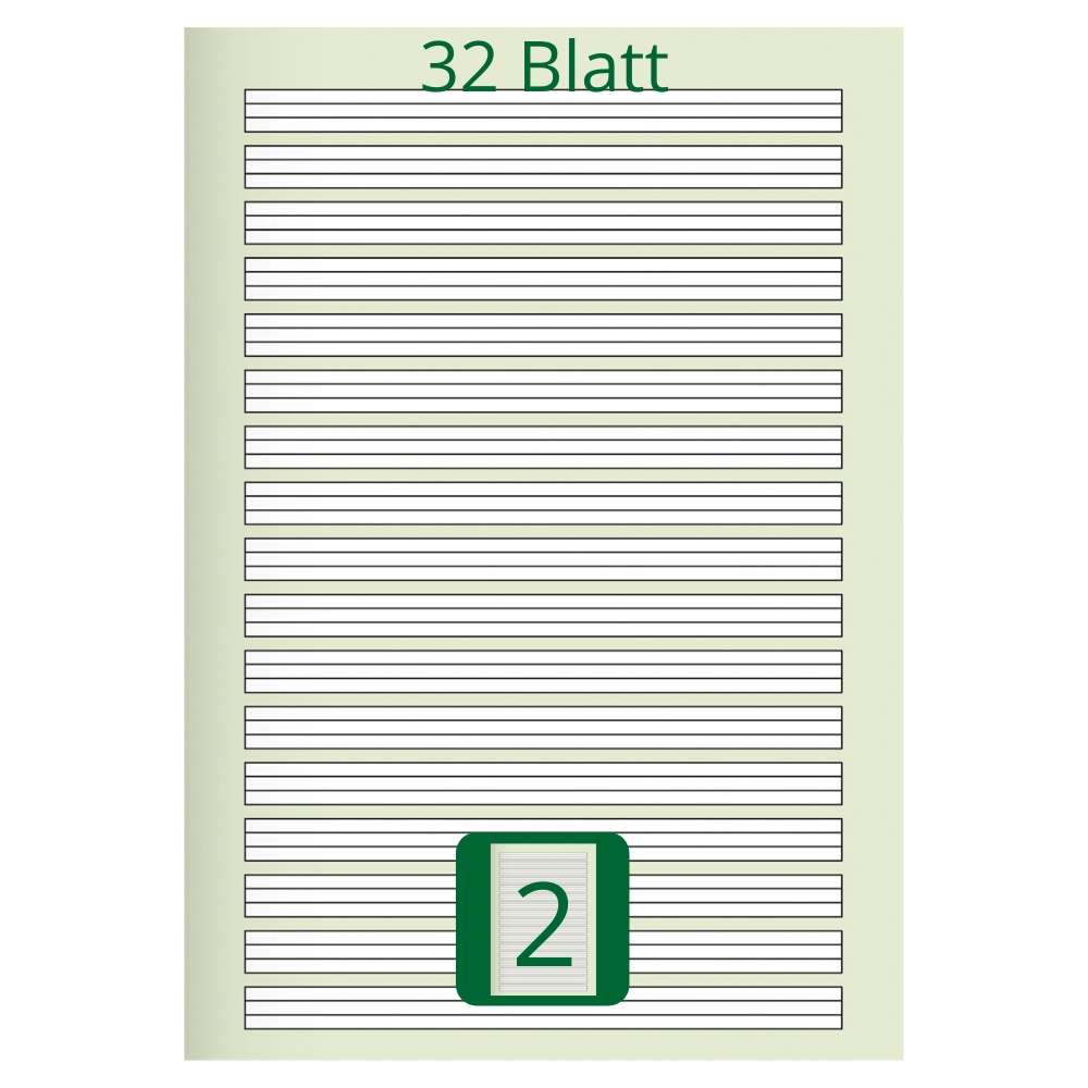 Doppelheft DIN A4, Lineatur 2, 32 Blatt