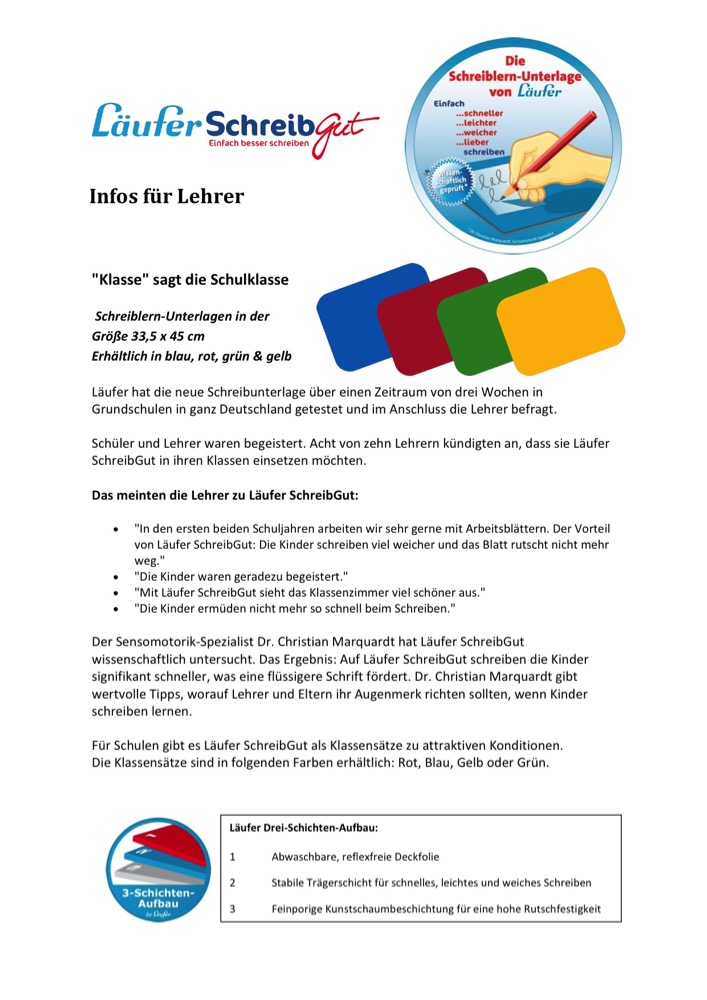 Schreiblernunterlage Läufer SchreibGut, grün