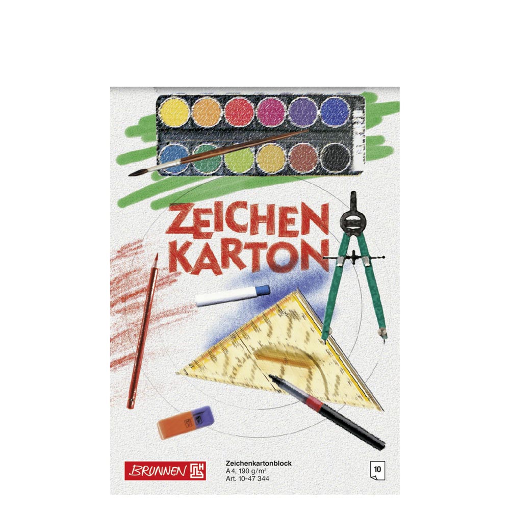 Zeichenkarton A4, 10 Blatt, Brunnen