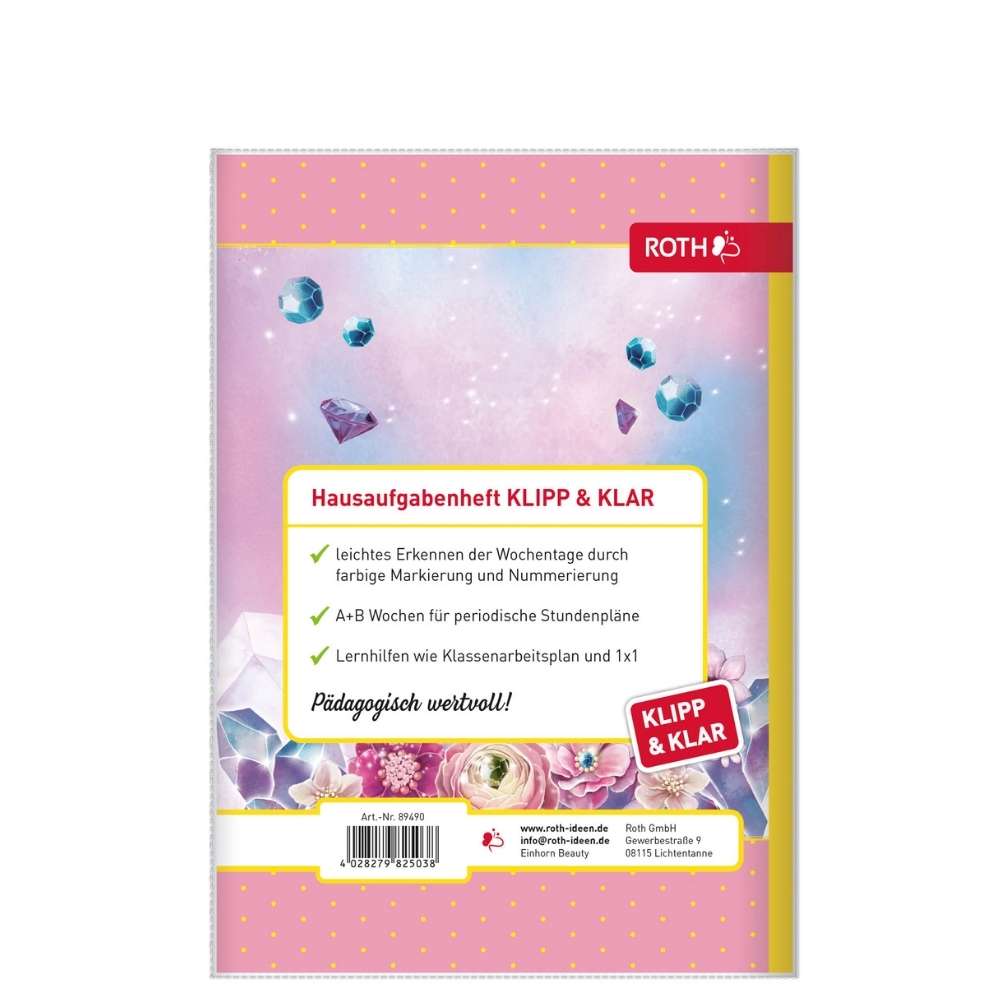 Hausaufgabenheft Grundschule "Klipp & Klar", Einhorn Beauty