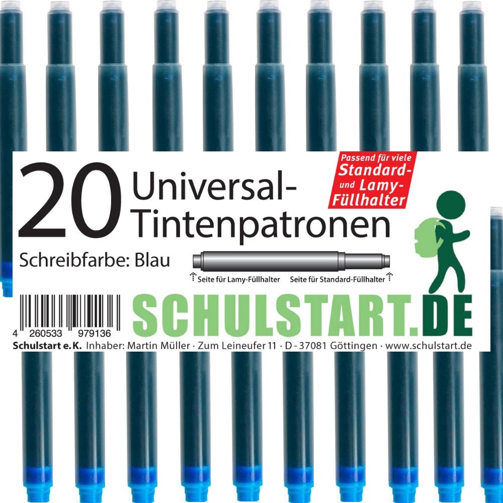 Kombipatrone für alle Füllersysteme, 20 Stück, blau