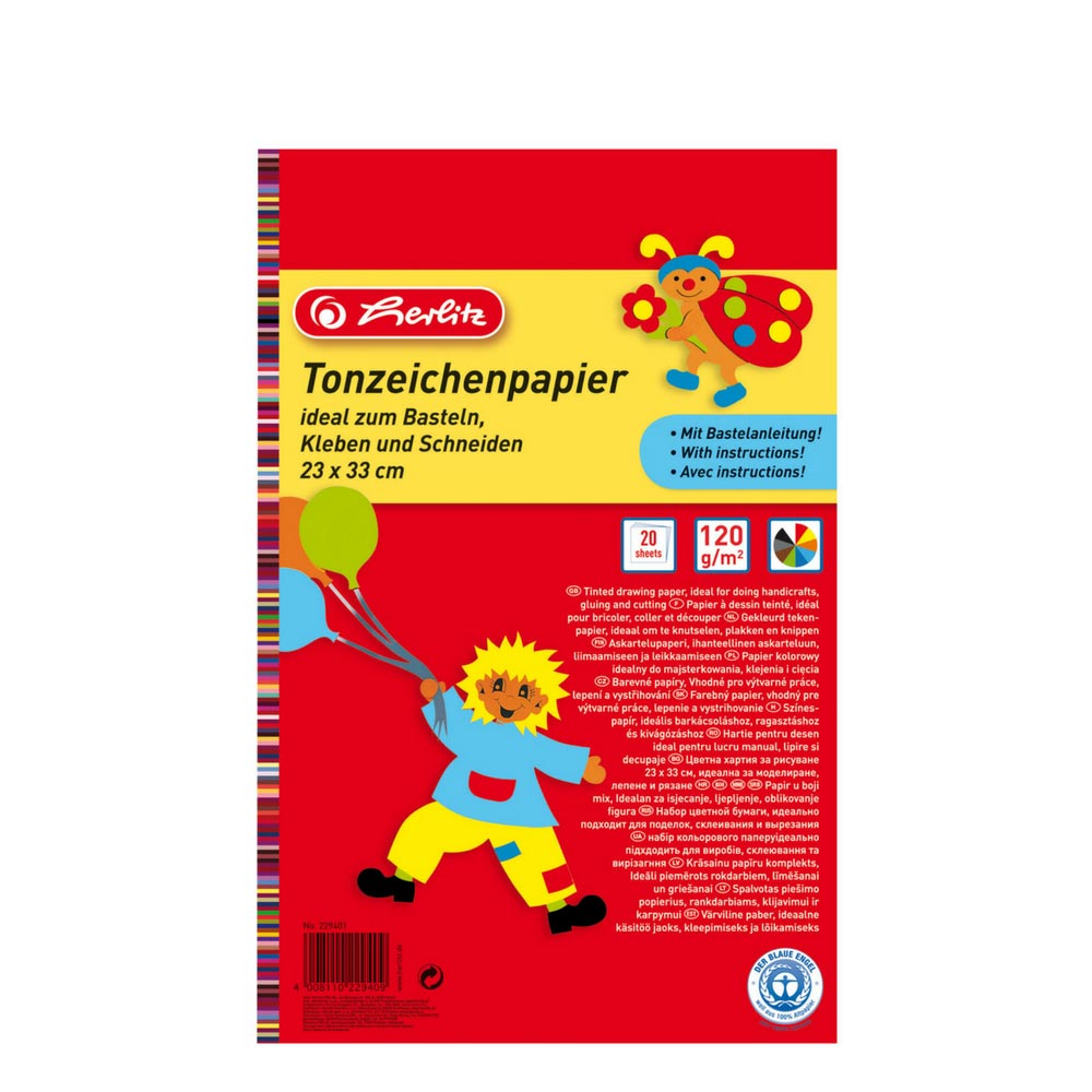 Tonzeichenpapier, 20 Blatt, 23 x 33 cm, Herlitz