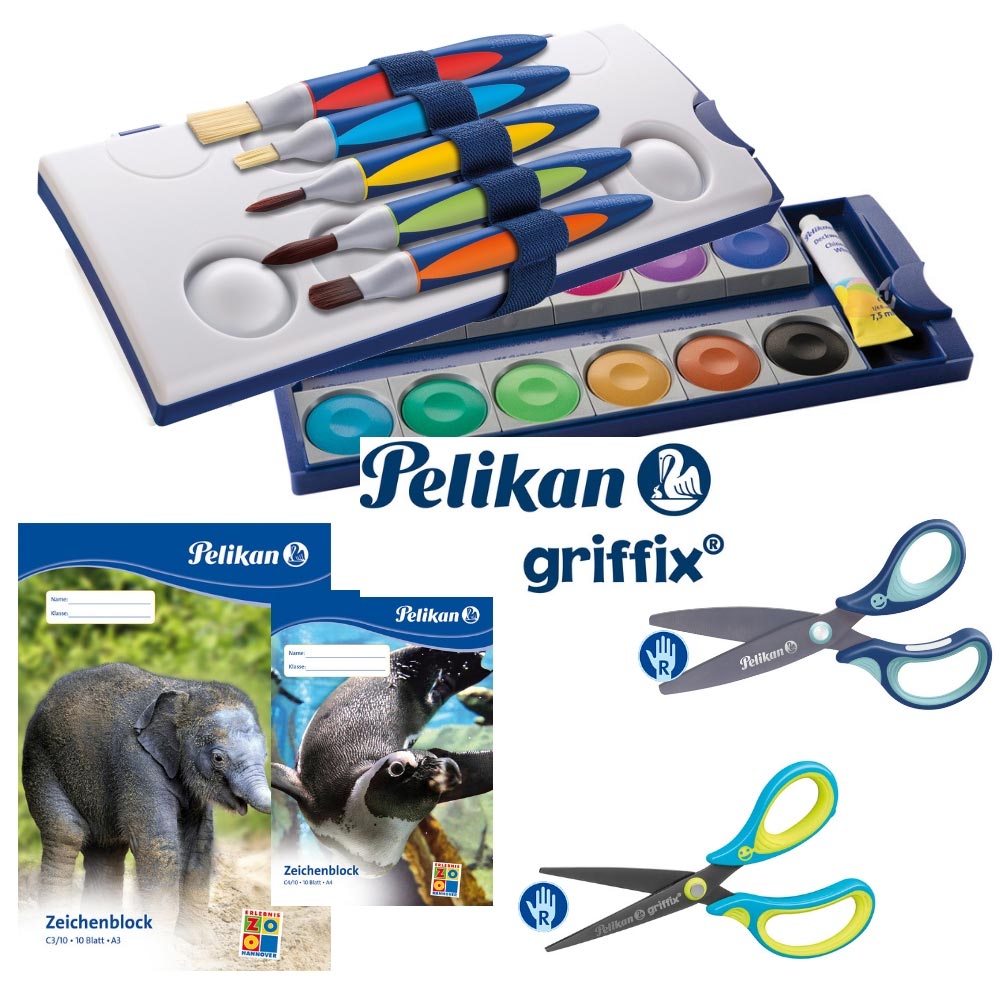 Pelikan griffix Set XL: Farbkasten, griffix Pinsel+Scheren, und mehr