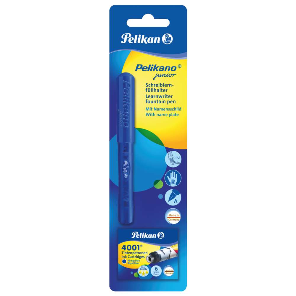 Pelikano Junior Anfängerfüller + 6 Tintenpatronen gratis, verschiedenen Farben