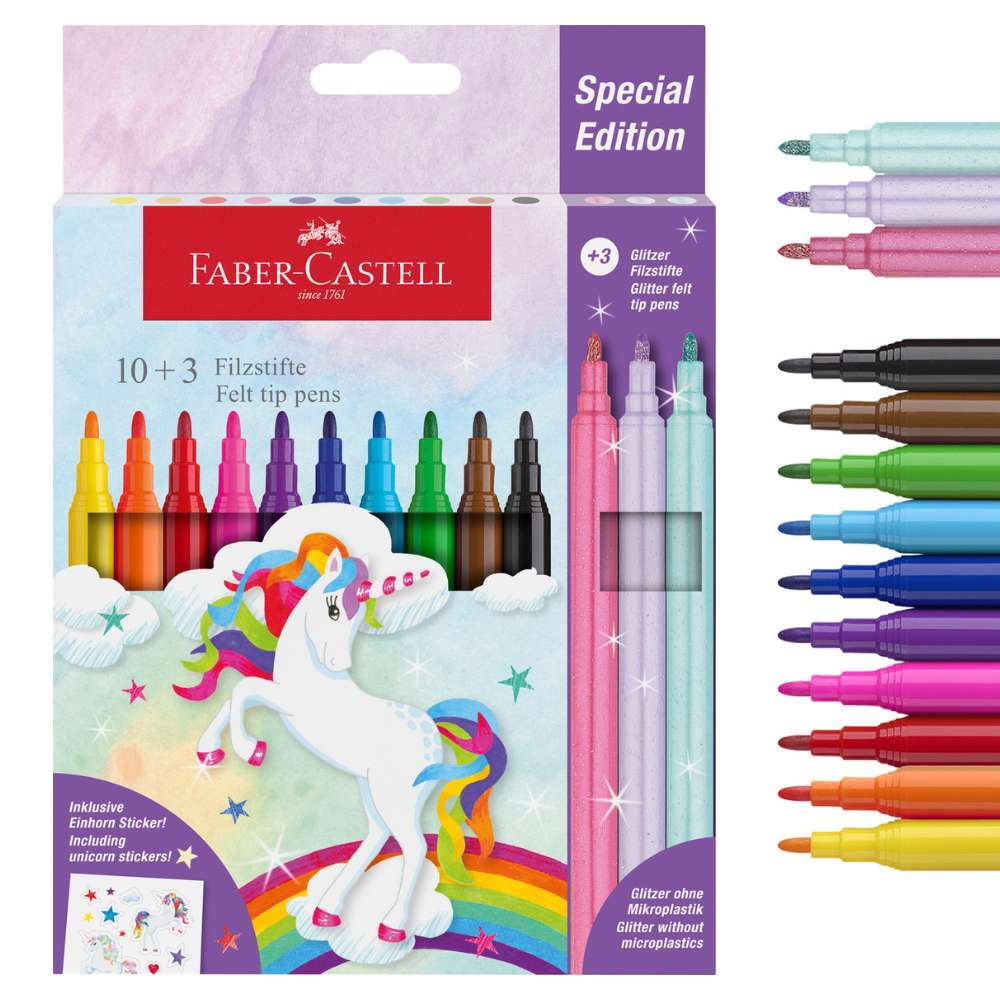 Filzstifte Einhorn 10+3 Glitzer, Faber-Castell