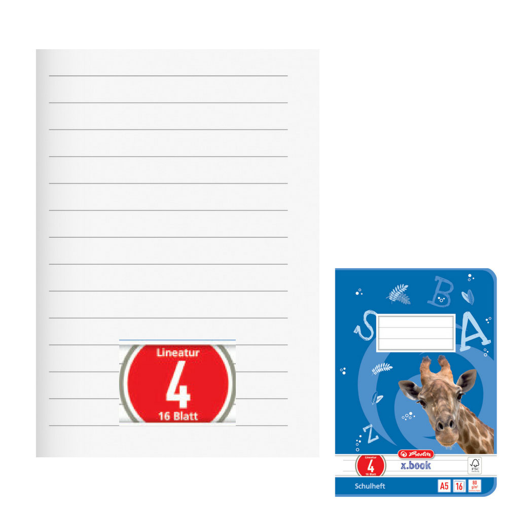 Herlitz Schulheft A5, Lineatur 4