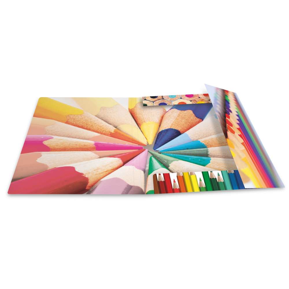 Kartonmappe A4, bunte Stifte
