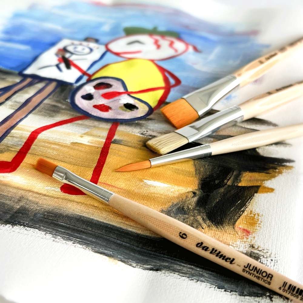 Pinselset Schule da Vinci Junior, 3 Rund- und 3 Flachpinsel