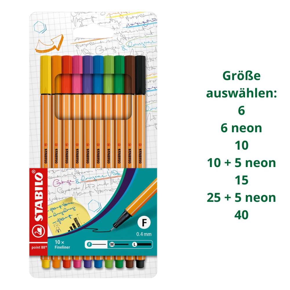 Fineliner Stabilo point 88, verschiedene Etuis
