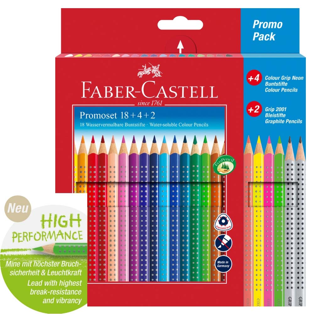 Faber-Castell Colour Grip Bunt- und Bleistiftset: 18 + 4 + 2