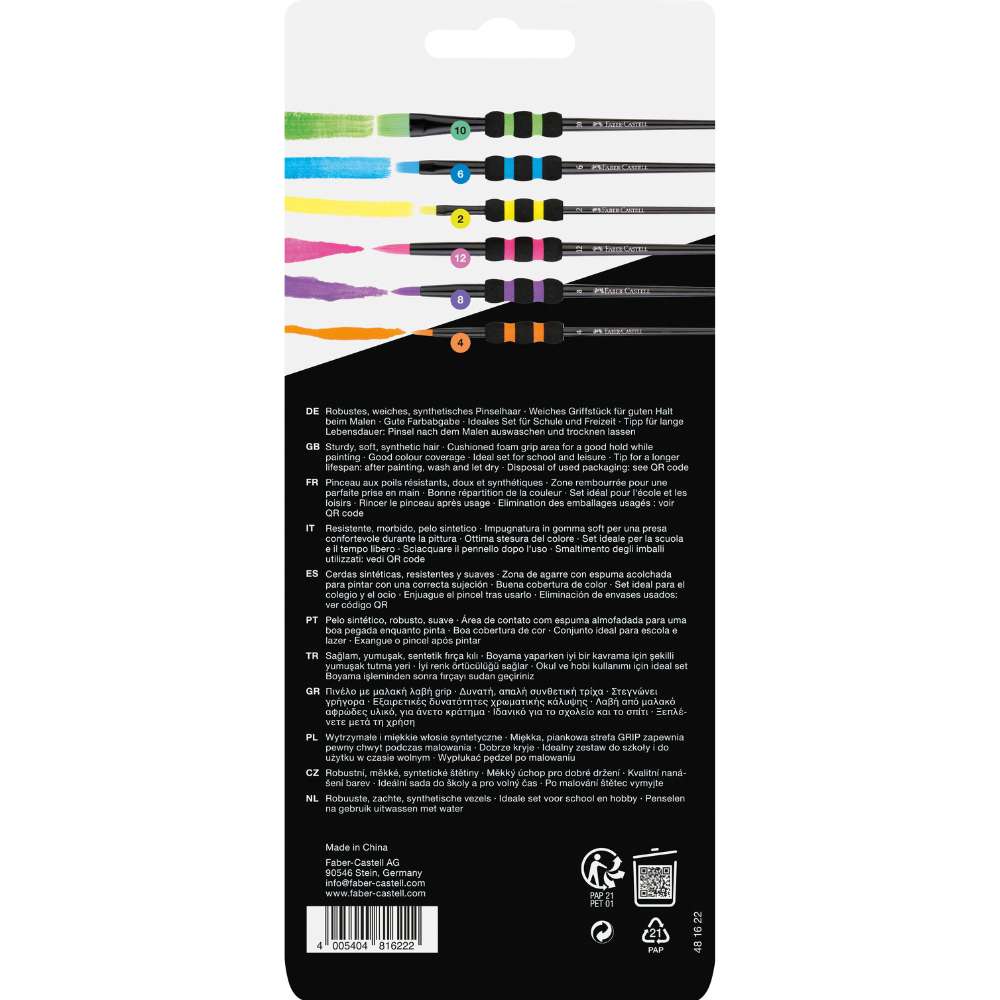 Ergonomische Pinsel mit Soft Touch, 6er-Set, Faber-Castell