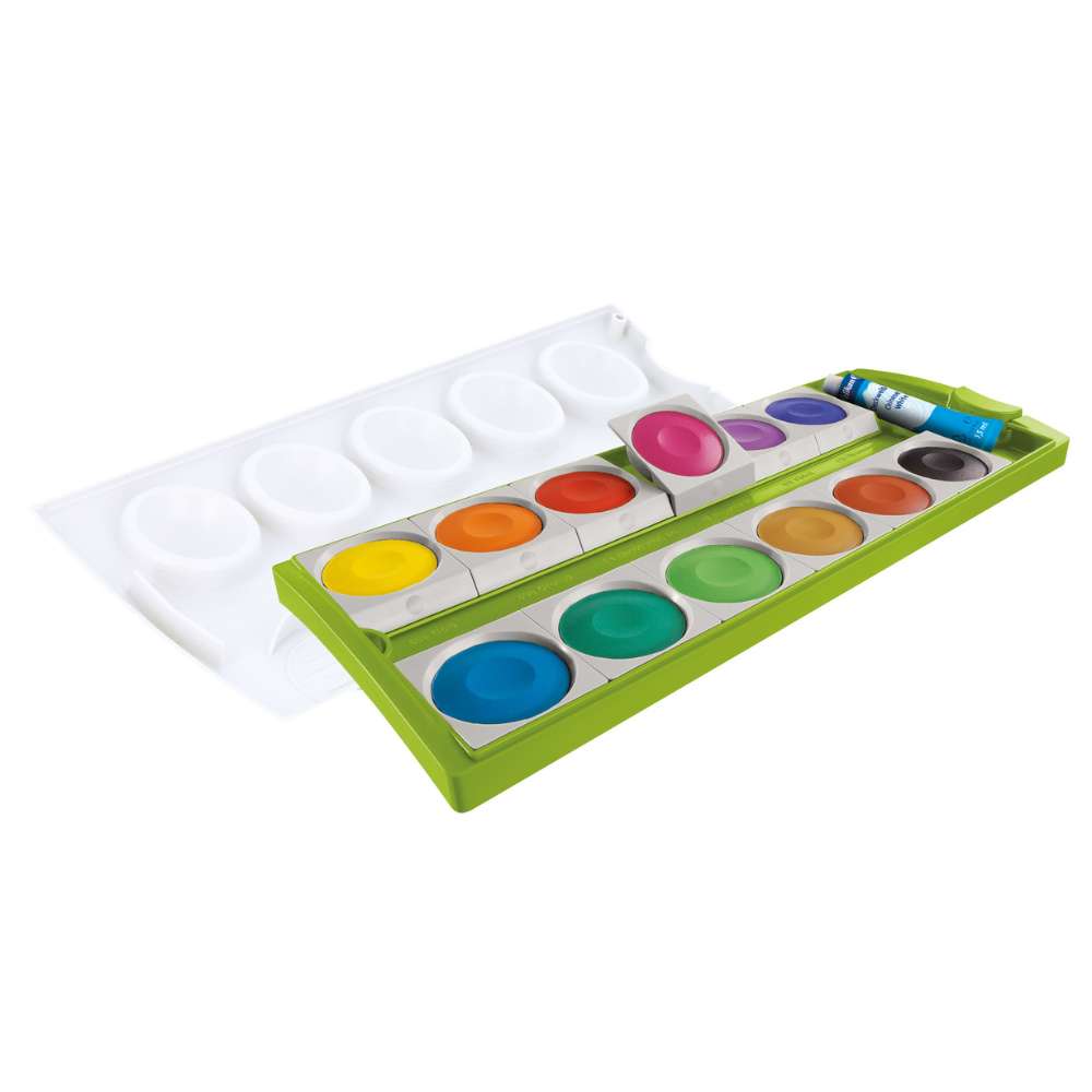 Pelikan Farbkasten K12, grün, 12 Farben + Deckweiß