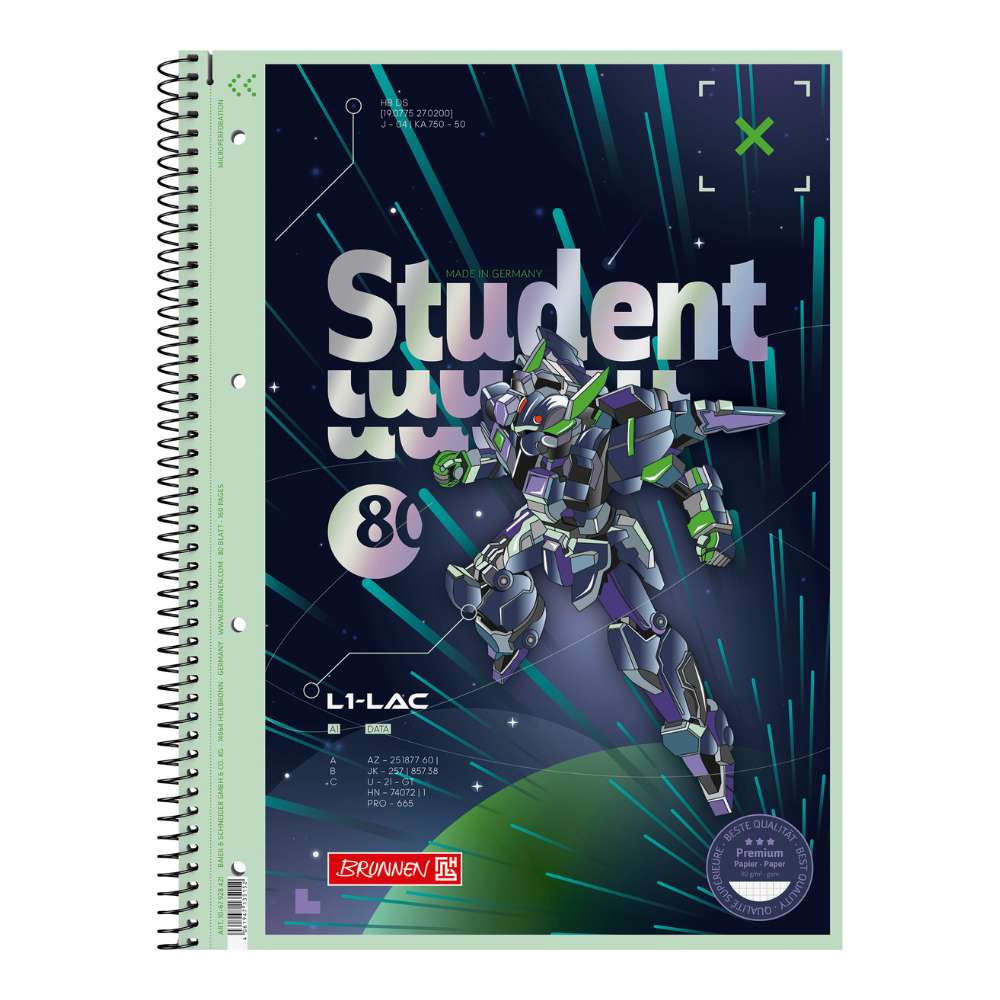 Collegeblock mit Motiv A4, Lineatur 28, Robot Hero