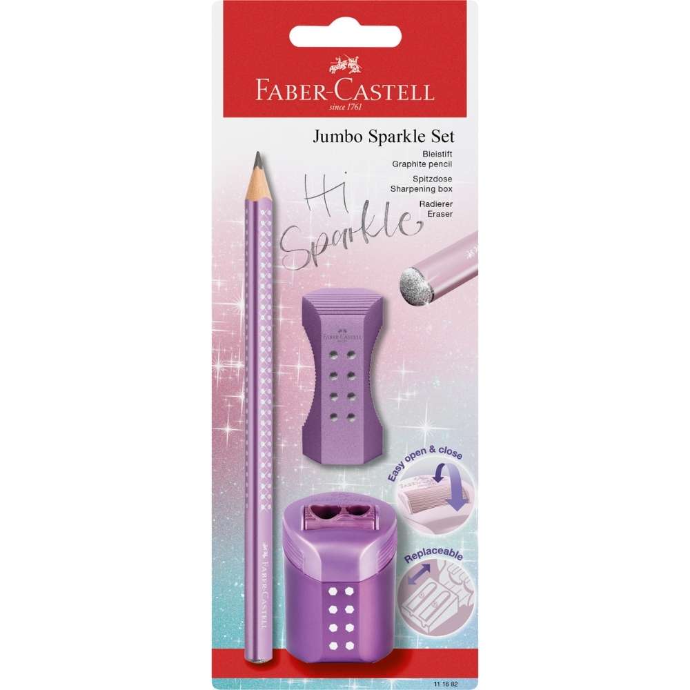 Jumbo Sparkle Schreibset Faber-Castell, violet metallic