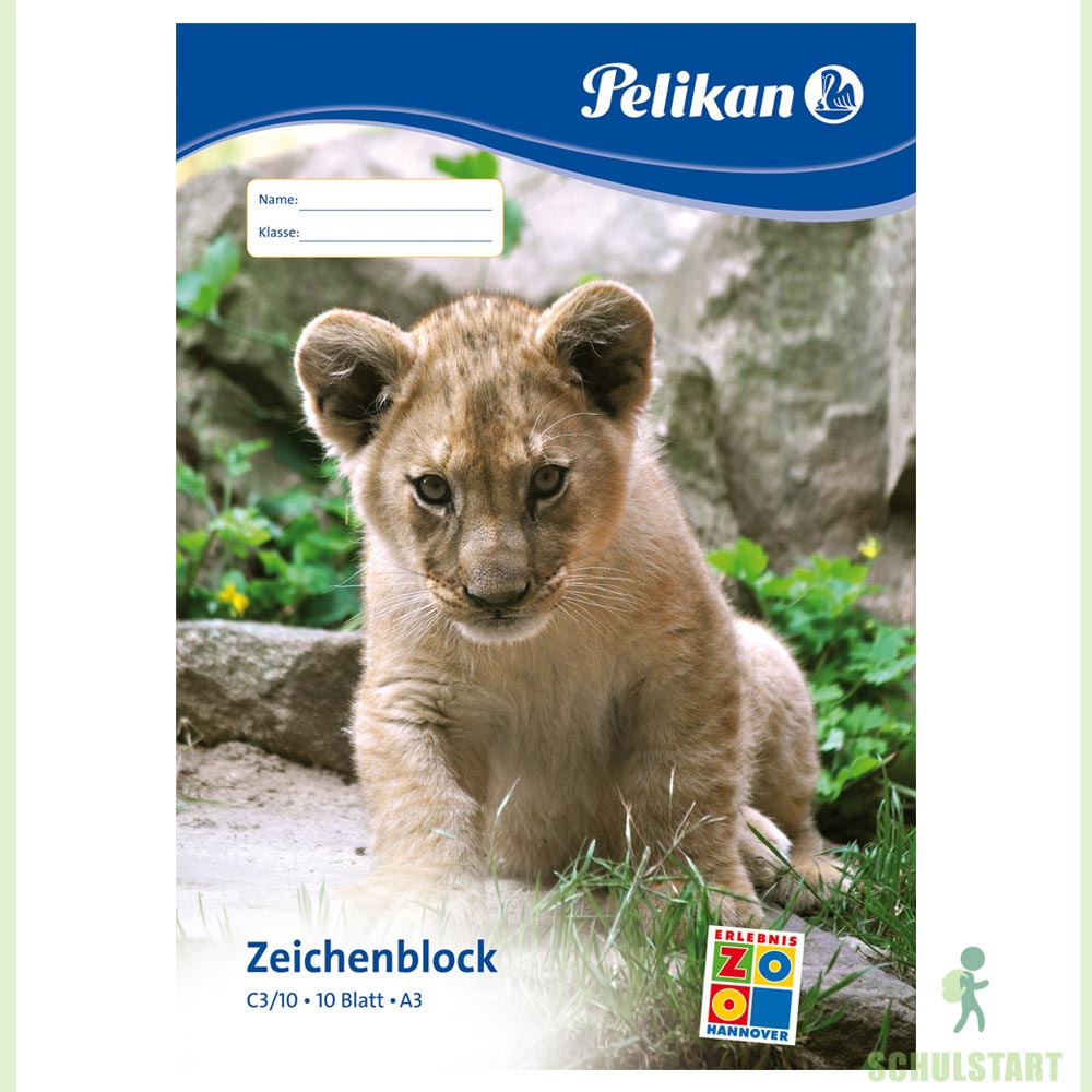 Zeichenblock A3, 10 Blatt, Pelikan, beidseitig befestigt