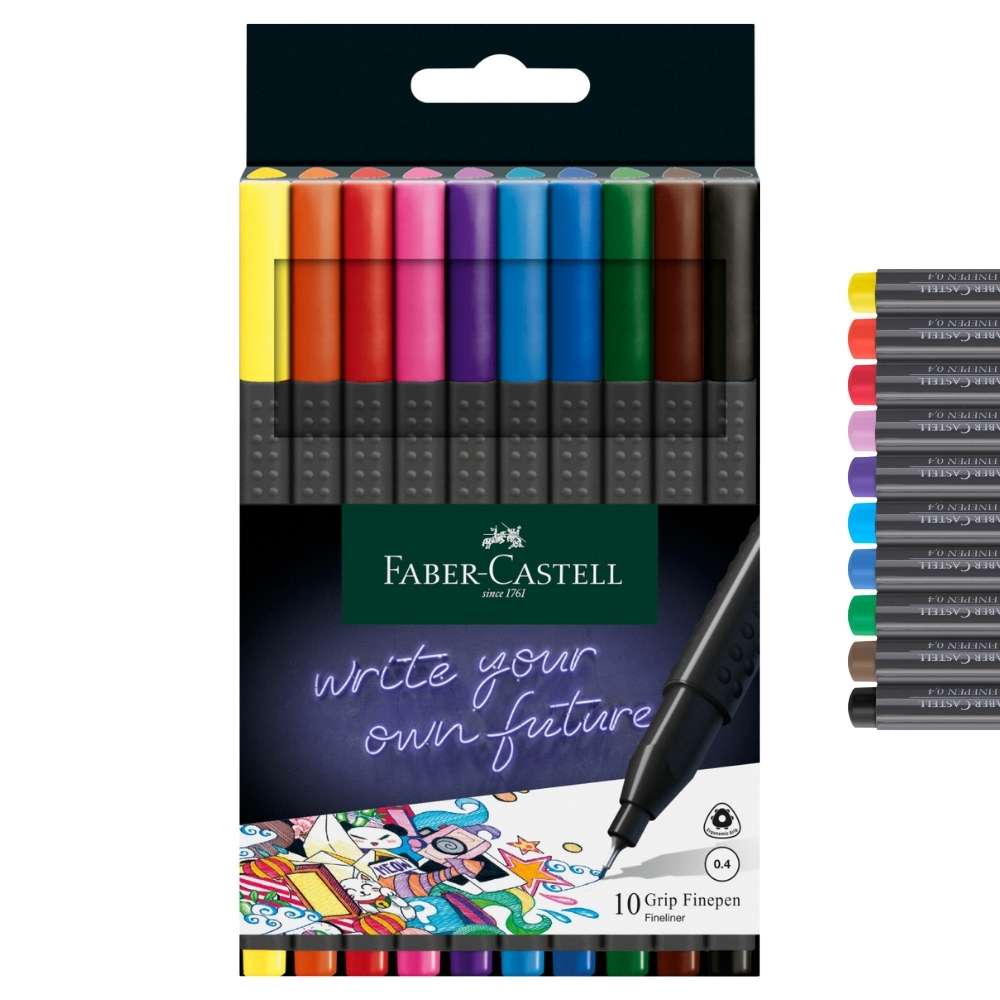 Faber-Castell Fineliner, Finepen Grip, 10er Pack