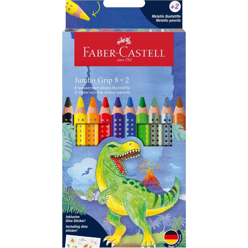 Faber-Castell Jumbo Grip Dino 8+2 Metallic