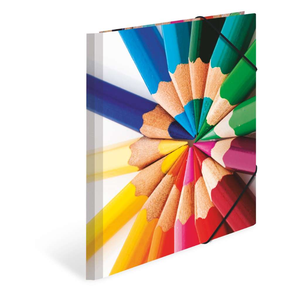 Kartonmappe A4, bunte Stifte