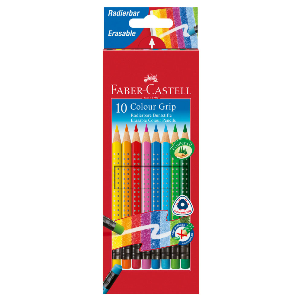 Radierbare Buntstifte, Faber-Castell Colour Grip, 10 Farben