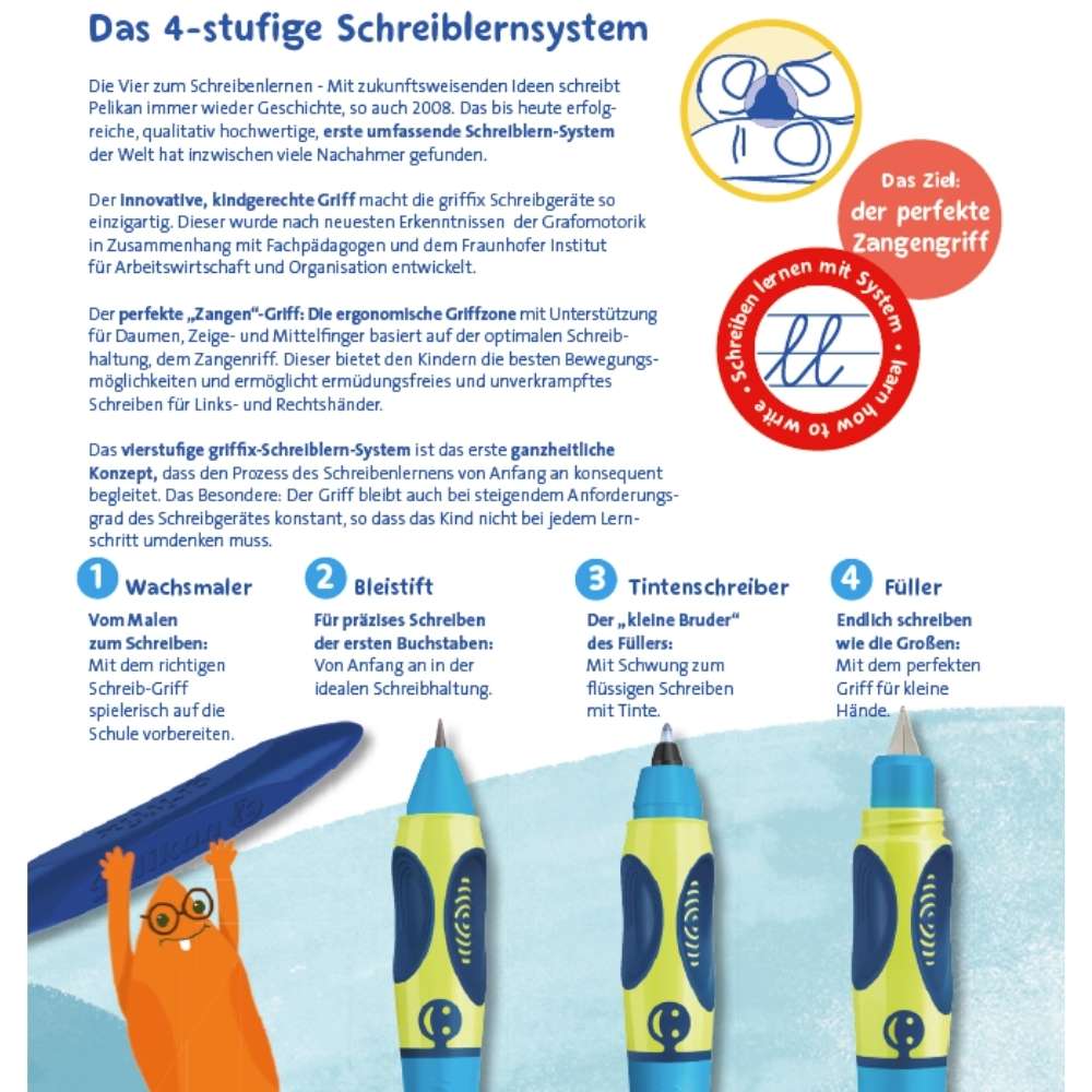 Pelikan griffix Bleistift für Linkshänder, Neonfreshblue