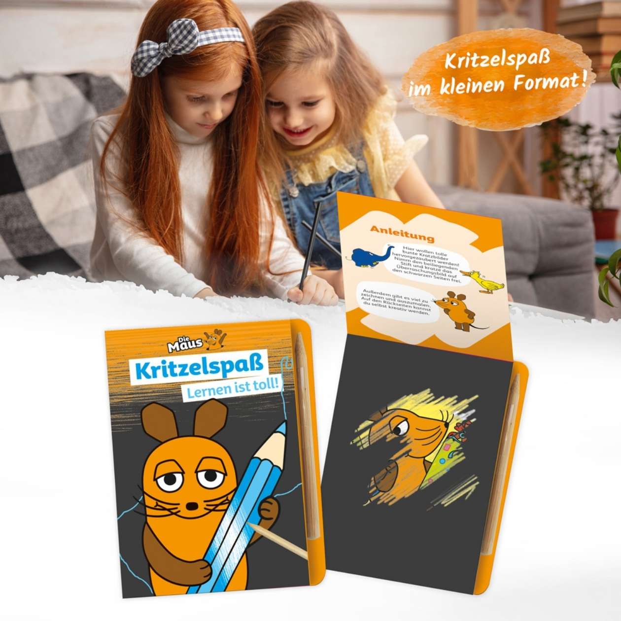DIE MAUS Mini-Kratzblock: Lernen / In der Schule