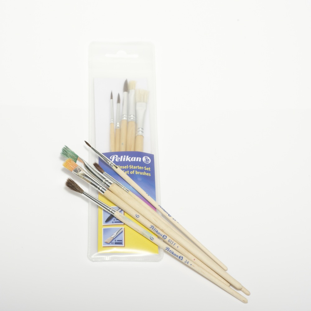 Pinselset Haar- (Stärke 2,4,6) und Borstenpinsel (Stärke 6,10), Pelikan