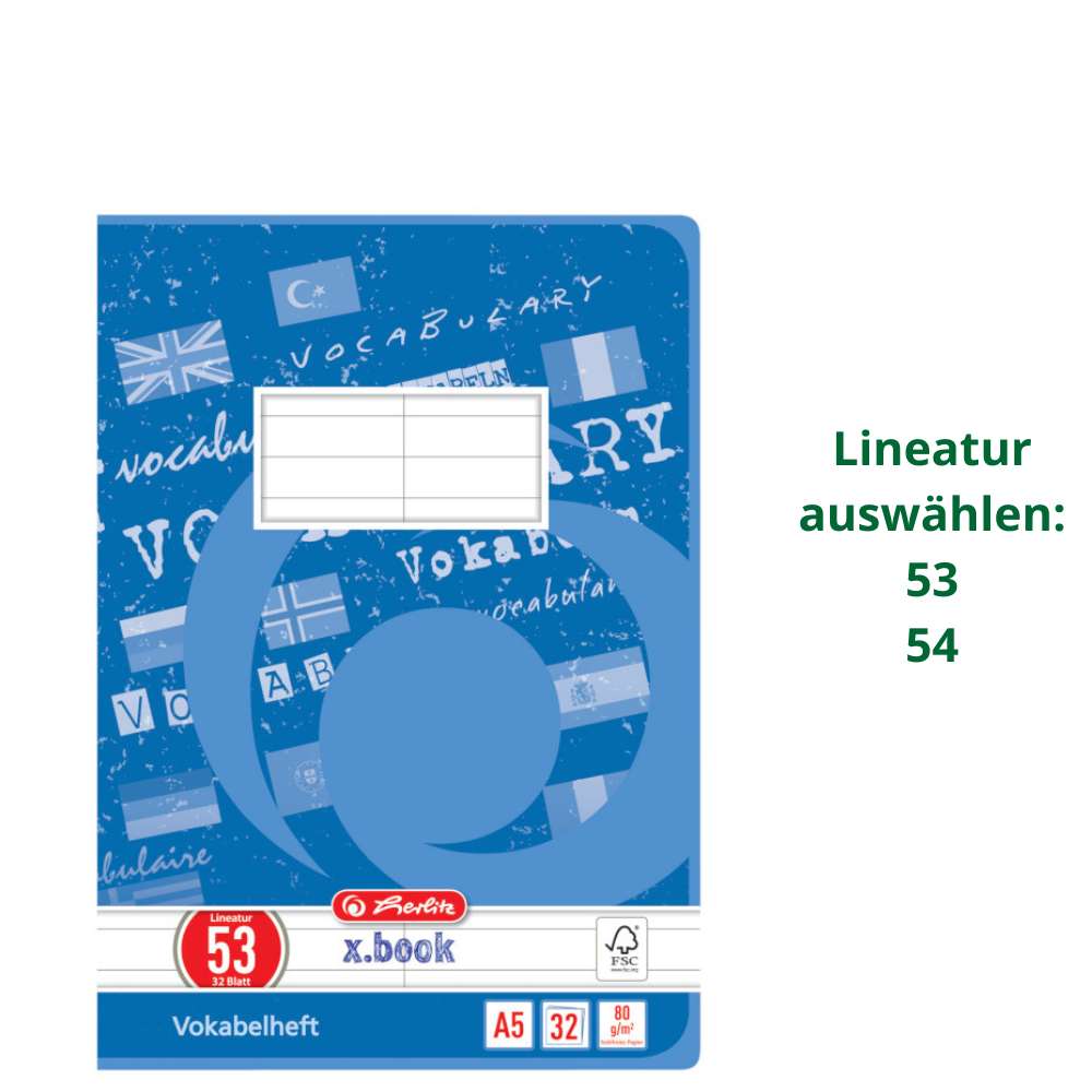 Vokabelheft A5 Herlitz, zwei- oder dreispaltig