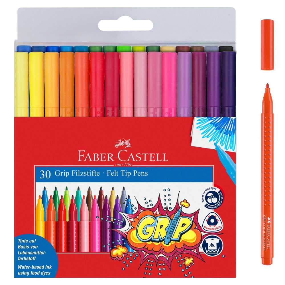 Faber-Castell Filzstifte Grip Colour, 30er Etui